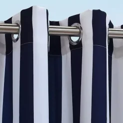 Navy Coastal Stripe Outdoor Curtain Panel, 96 in.