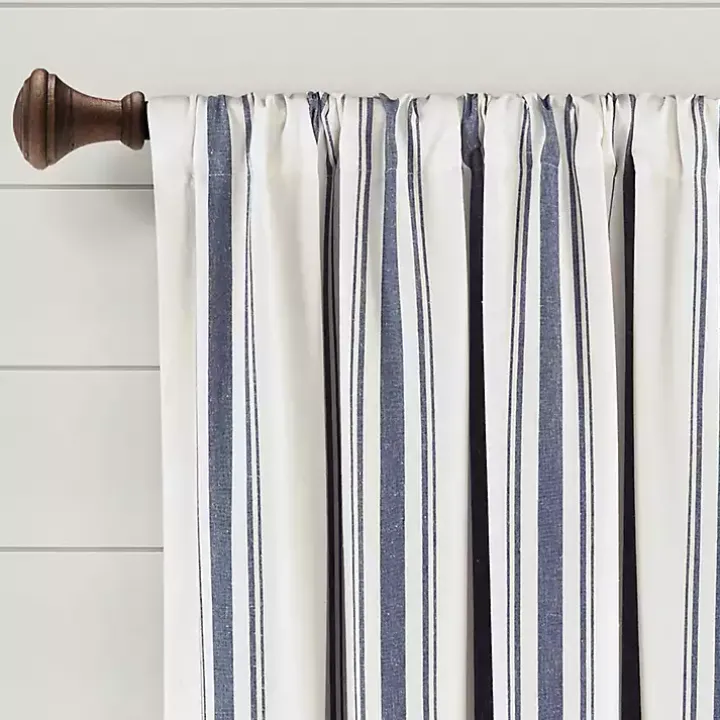 Navy Farmhouse Stripe Curtain Panels, Set of 2