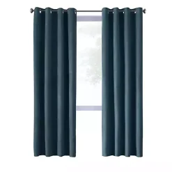 Navy Faux Suede Blackout Curtain Panel, 63 in.