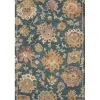 Navy Flora Motif Wool Area Rug, 5x8