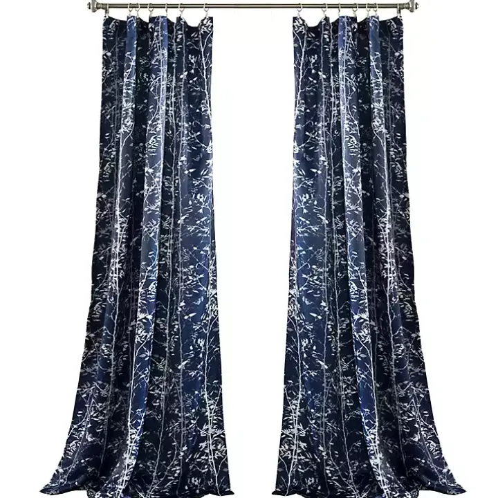 Navy Forest Curtain Panel Set, 95 in.