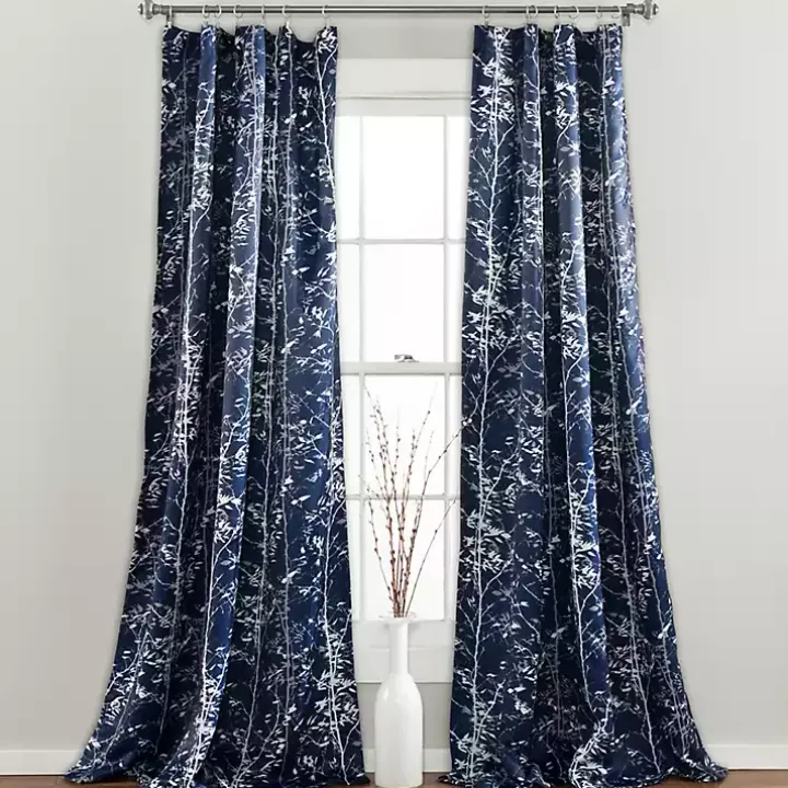 Navy Forest Curtain Panel Set, 95 in.
