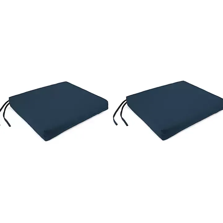 Navy French Edge Outdoor Chair Cushions, Set of 2