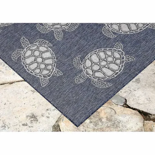 Navy Harrison Turtle Indoor/Outdoor Area Rug, 4x7