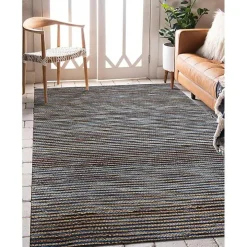 Navy Jute and Wool Woven Area Rug, 5x8