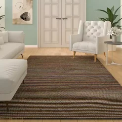 Navy Jute and Wool Woven Area Rug, 5x8
