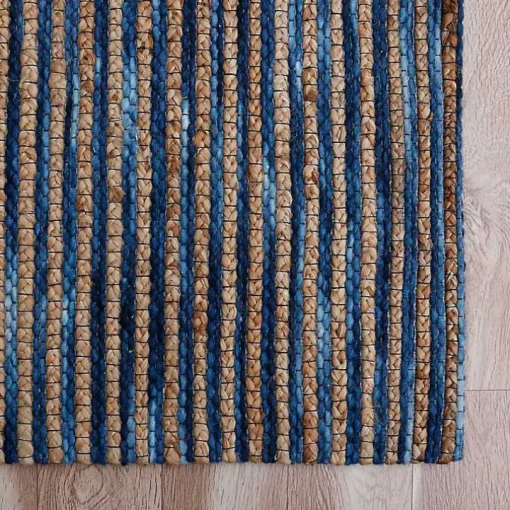 Navy Jute and Wool Woven Area Rug, 5x8
