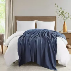 Navy Liquid Cotton Twin Blanket