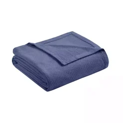 Navy Liquid Cotton Twin Blanket