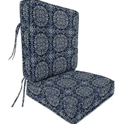 Navy Medallion Outdoor Deep Seat Cushion