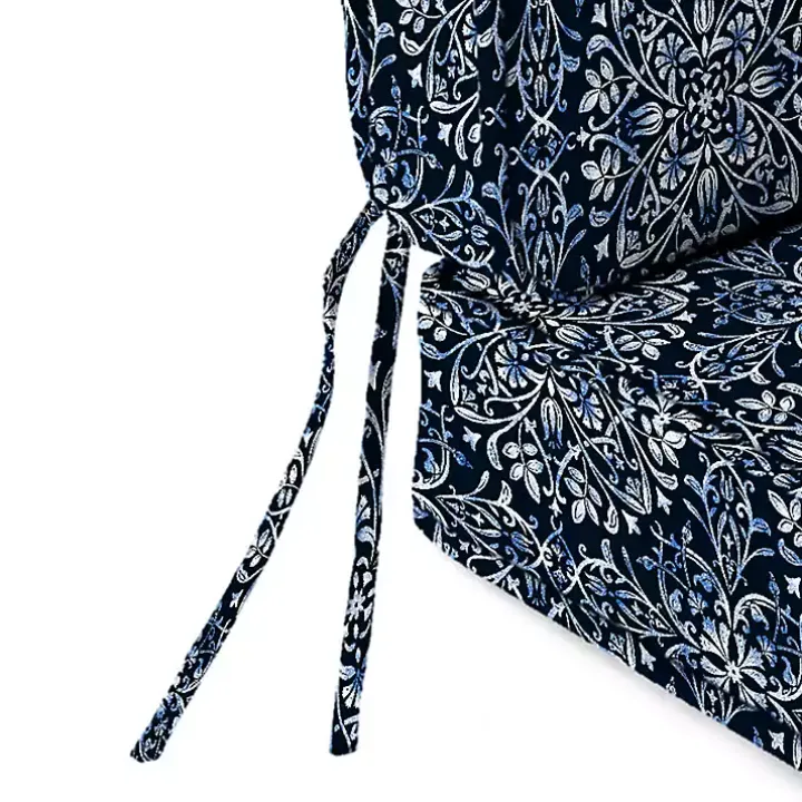 Navy Medallion Outdoor Deep Seat Cushion