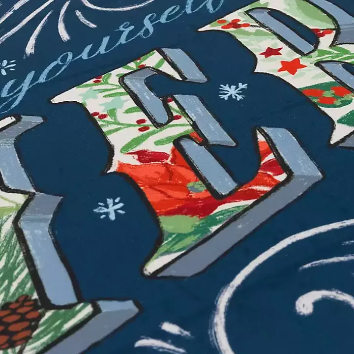 Navy Merry Little Christmas Kitchen Mat