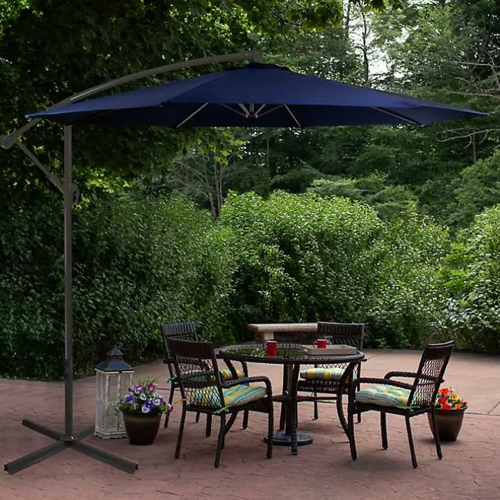 Navy Offset Hand Crank Outdoor Umbrella