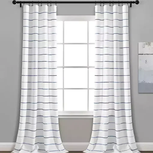 Navy Ombre Stripe Curtain Panel Set, 84 in.