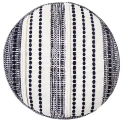 Navy Seaside Textured Stripe Pouf