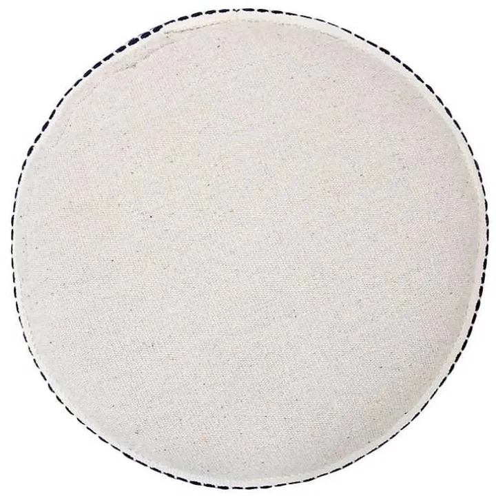 Navy Seaside Textured Stripe Pouf