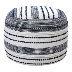 Navy Seaside Textured Stripe Pouf
