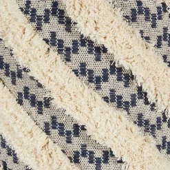 Navy Shag Tufted Diagonal Twist Pouf