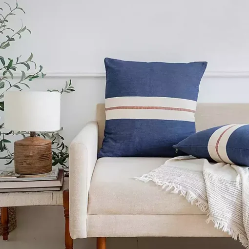 Navy Single Stripe Pillow