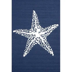 Navy Starfish Hooked Indoor/Outdoor Area Rug, 5x8