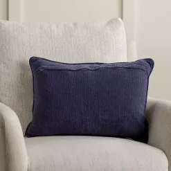 Navy Stitched Noel Lumbar Pillow