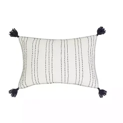 Navy Stitched Stripe Lumbar Pillow