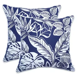 Navy Tropical Foliage 2-pc. Outdoor Pillows