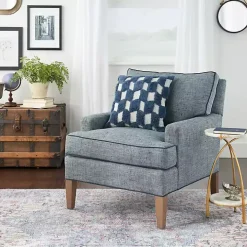 Navy Tufted Diagonal Checkers Throw Pillow