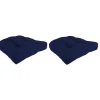 Navy Tufted Outdoor Chair Cushions, Set of 2