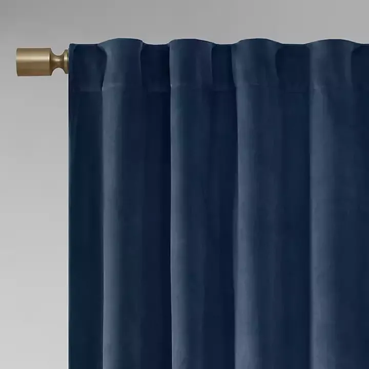 Navy Velvet Greta Curtain Panel Set, 84 in.