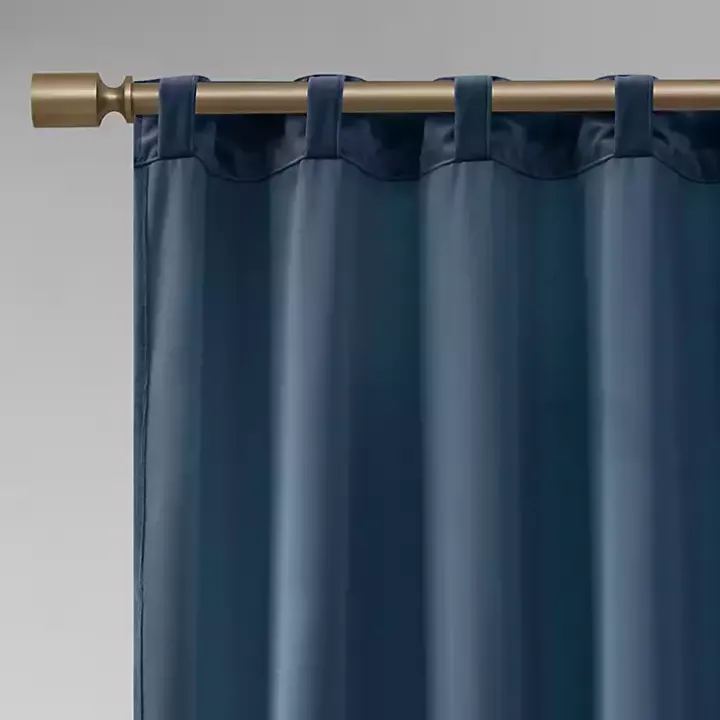 Navy Velvet Greta Curtain Panel Set, 84 in.
