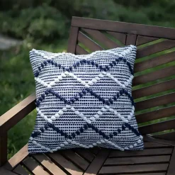 Navy Waves Outdoor Pillow
