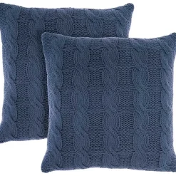 Navy Woven Cable Knit Pillow, Set of 2