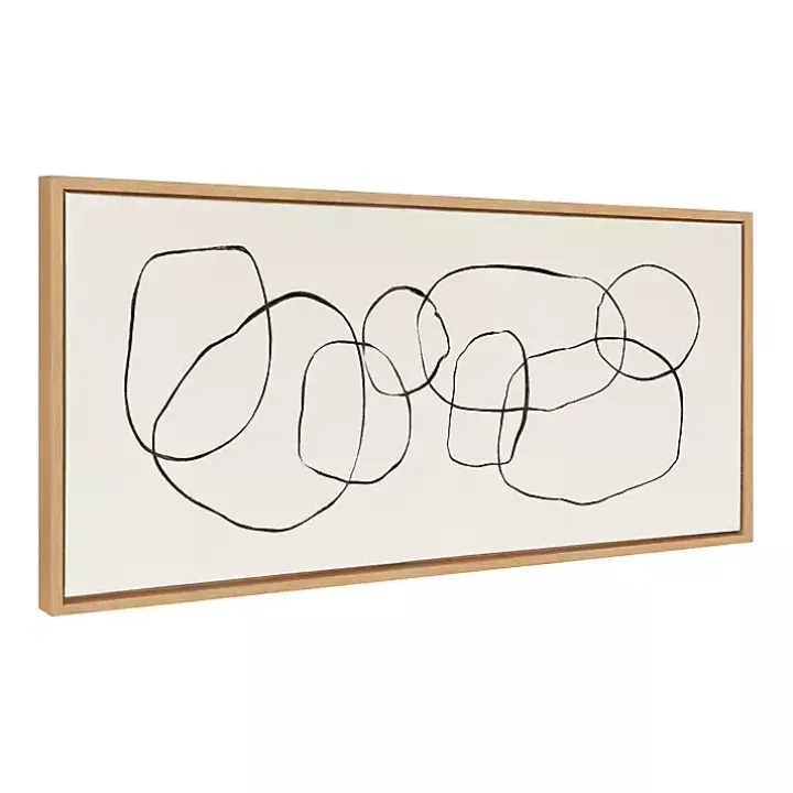 Neutral Abstract Circles Framed Canvas Art Print