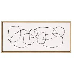 Neutral Abstract Circles Framed Canvas Art Print