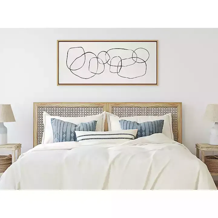 Neutral Abstract Circles Framed Canvas Art Print