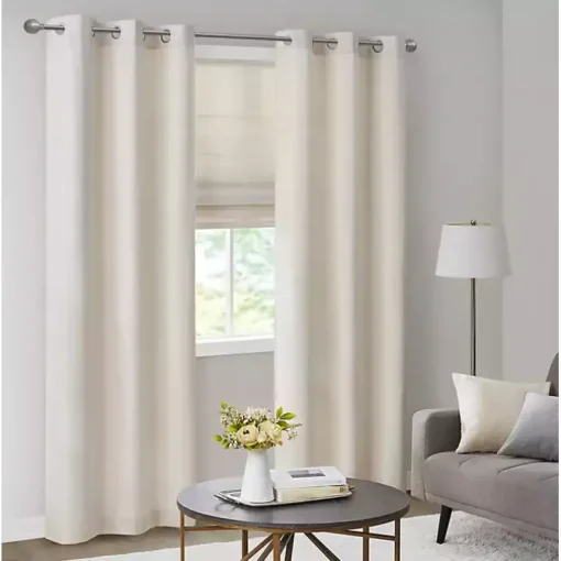 Neutral Basketweave Curtain Panel Set, 84 in.