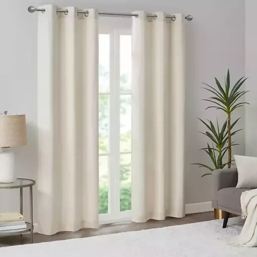 Neutral Basketweave Curtain Panel Set, 84 in.