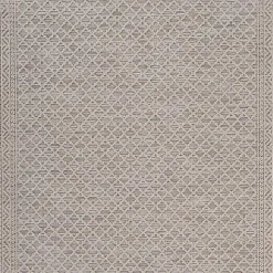Neutral Bordered Lattice Outdoor Area Rug, 5x7
