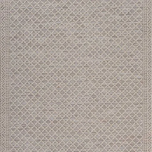 Neutral Bordered Lattice Outdoor Area Rug, 5x7