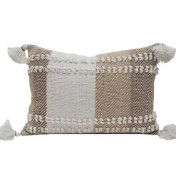 Neutral Colorblock Outdoor Lumbar Pillow