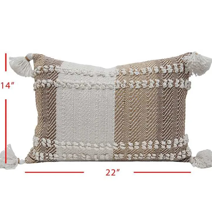 Neutral Colorblock Outdoor Lumbar Pillow