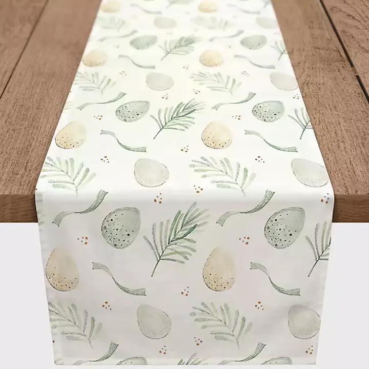 Neutral Eggs and Ribbon Table Runner, 90 in.