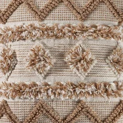 Neutral Geometric Pom Pom Pillow