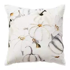 Neutral Gold Pumpkins Harvest Throw Pillow