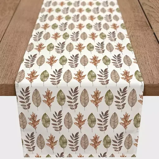 Neutral Leaf Pattern Table Runner, 90 in.
