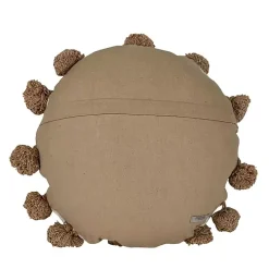 Neutral Soft Poms Round Throw Pillow
