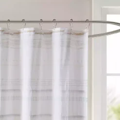 Neutral Striped Boho Cotton Shower Curtain
