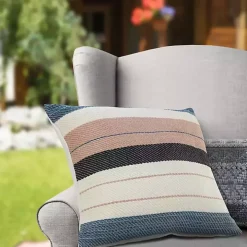 Neutral Striped Outdoor Pillow