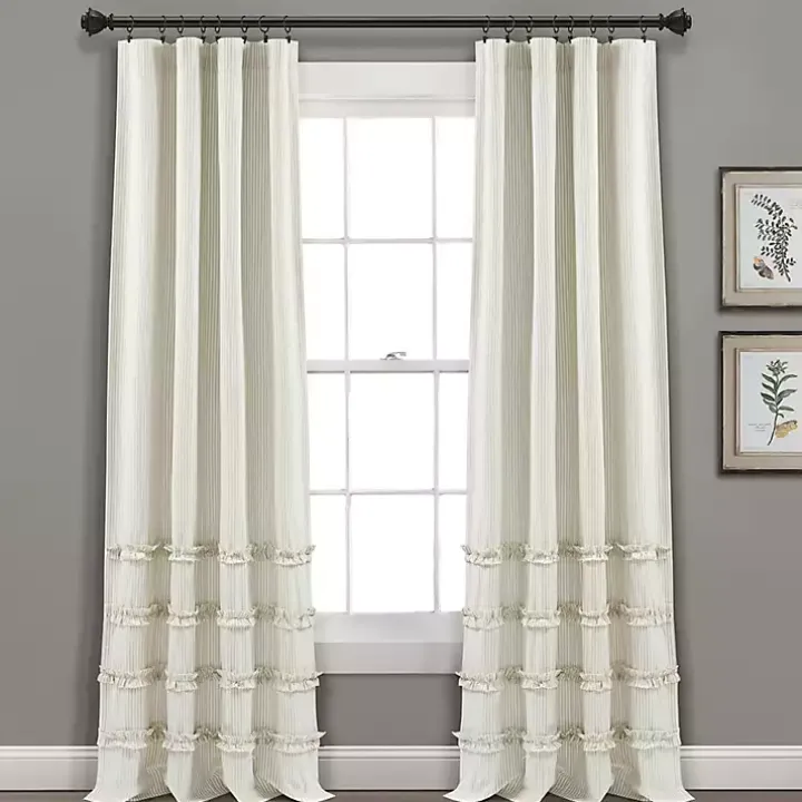 Neutral Vintage Stripe Curtain Panel Set, 84 in.